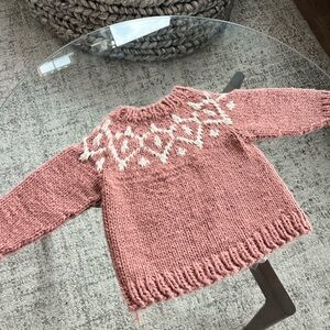 The Blueberry Hill Sz 2-4y Kids Icicle Knit Cozy Sweater, Rose Cute Hand Knit